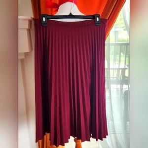 Vintage Maroon Pleated Skirt